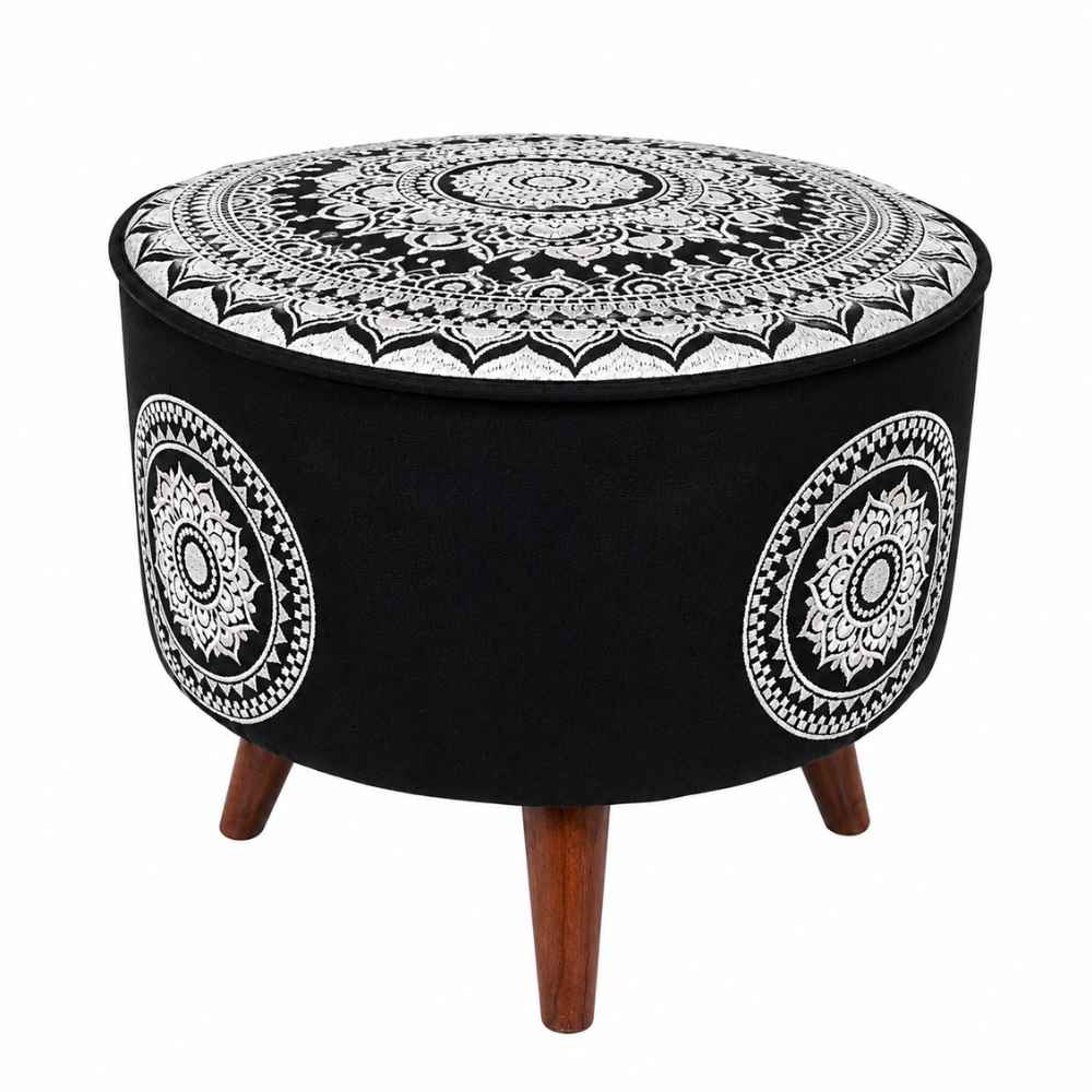 EMBROIDERED ROUND STOOL