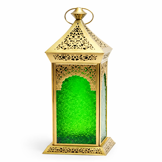 COLORED GLASS LANTERN 41CM