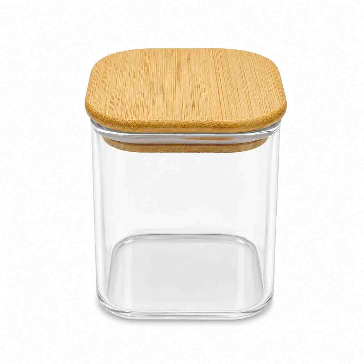 SQUARE BAMBOO GLASS JAR